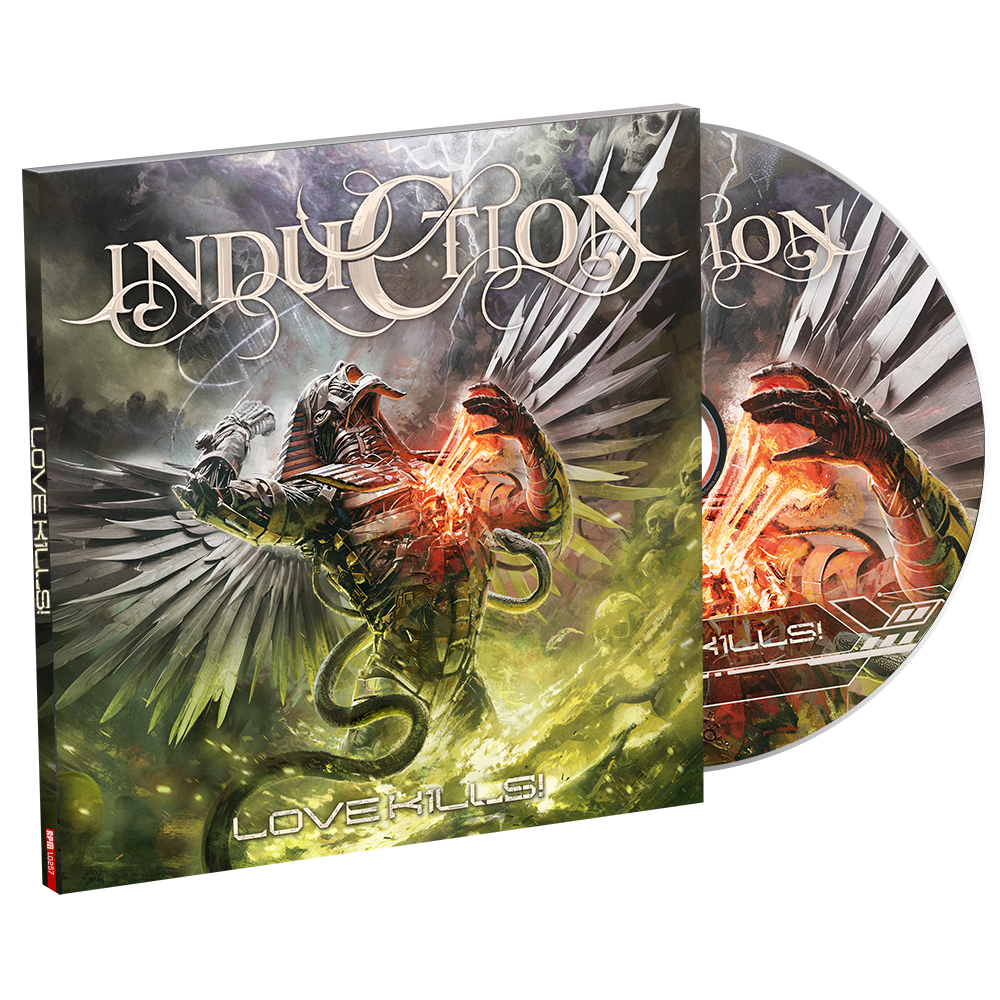 CD album with cover featuring a dragon and text 'Induction' and 'Love Kills'.