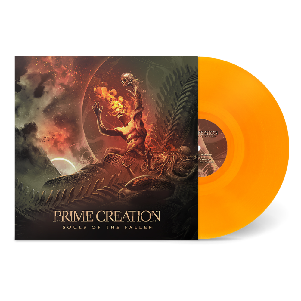 Vinyl record with 'Prime Creation' album cover featuring a fantasy design.