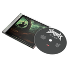 Sarcator CD mockup with a horseman in a forest at night in the drawing