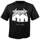 Sarcator The Ones We Follow t-shirt mock up with men walking in silhouette on a black t-shirt