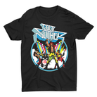 A black short-sleeve crewneck t-shirt featuring a colorful graphic print of the band Cold Slither on a plain white background.