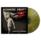 Vinyl record with Agnostic Front album cover featuring a person holding a flag.