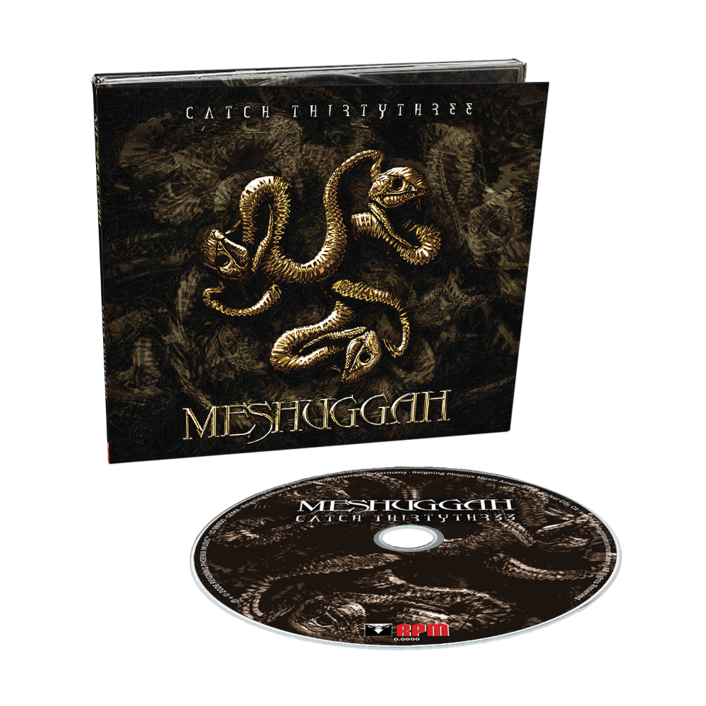 Meshuggah music album with cover and disc on a white background