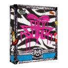 Product packaging with pink text and zebra pattern
