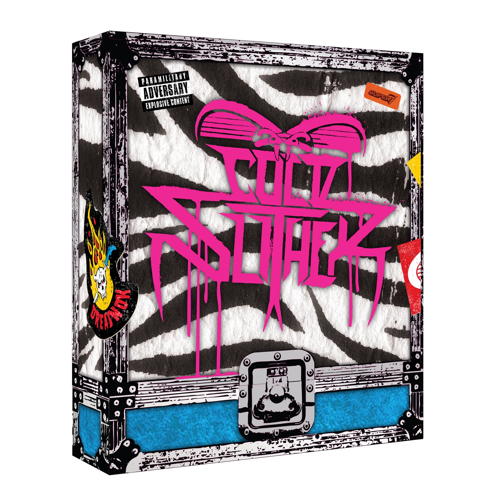 Product packaging with pink text and zebra pattern