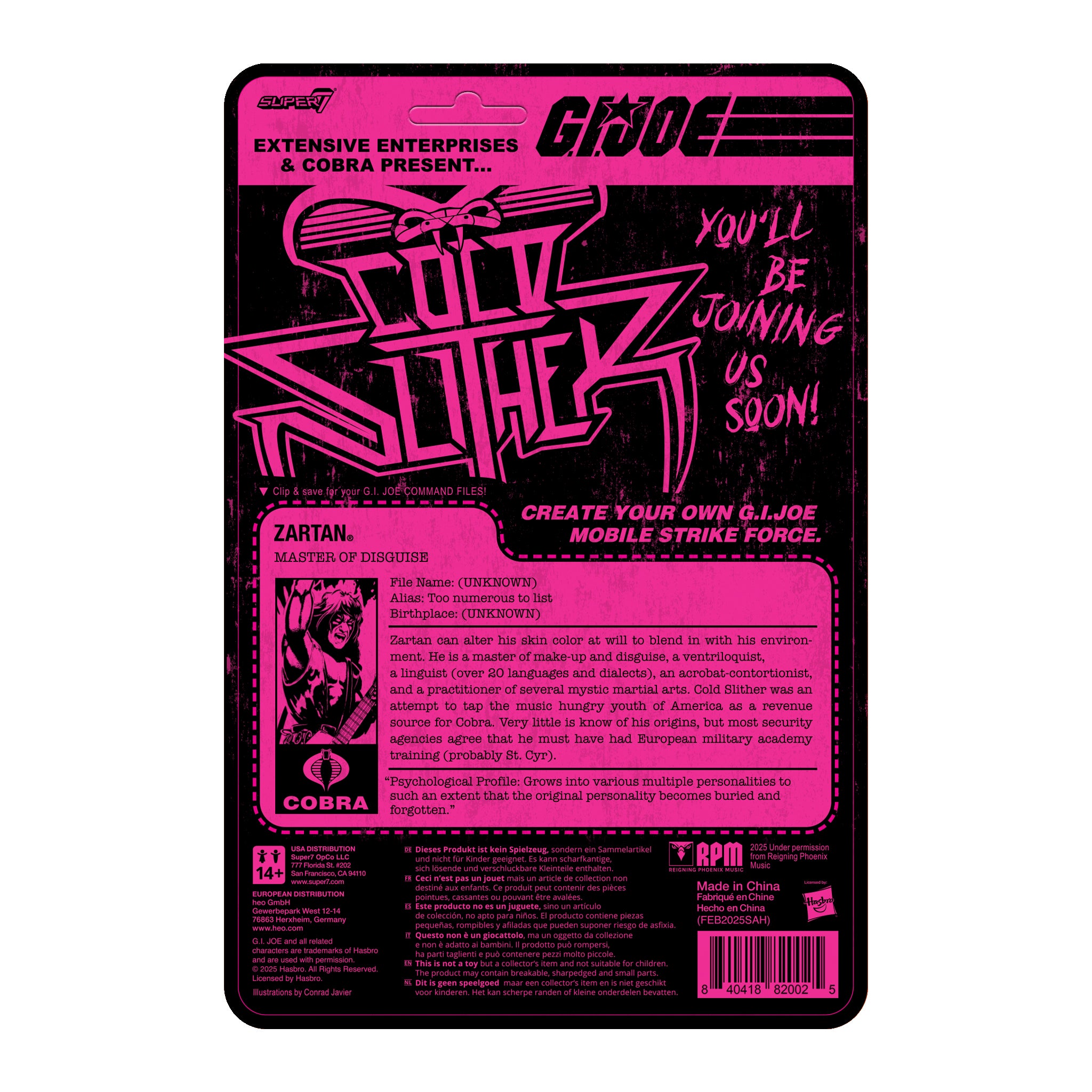 G.I. Joe Zartan action figure packaging with pink and black design