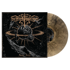 Seven Kingdoms - Some Soli vinyl record album, featuring a black square cover with gold and white cosmic artwork and a translucent marbled gold vinyl record partially visible behind it.