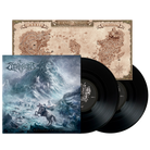 Stormruler release 'The Endless War' on a double vinyl set, featuring the illustrated album cover, a vintage-style map booklet, and two black vinyl records on a white background.