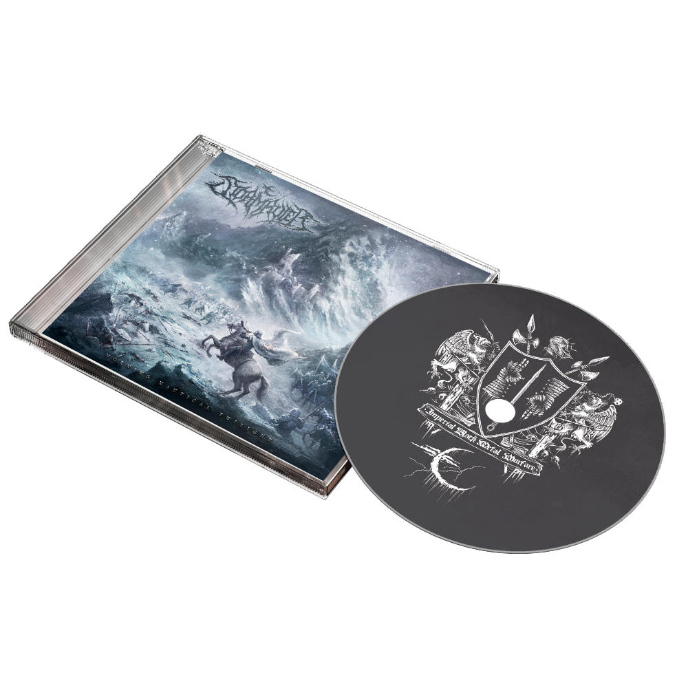 A CD album case and a black jewel case disc with a white graphic print, shown on a plain white background.