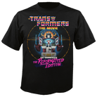 Black t-shirt with 'Transformers: The Movie' graphic design on a white background